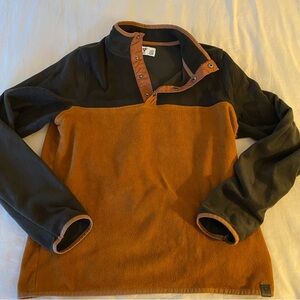 LIV outdoor Fleece men’s M two-tone Pullover brown outdoor polyester button up